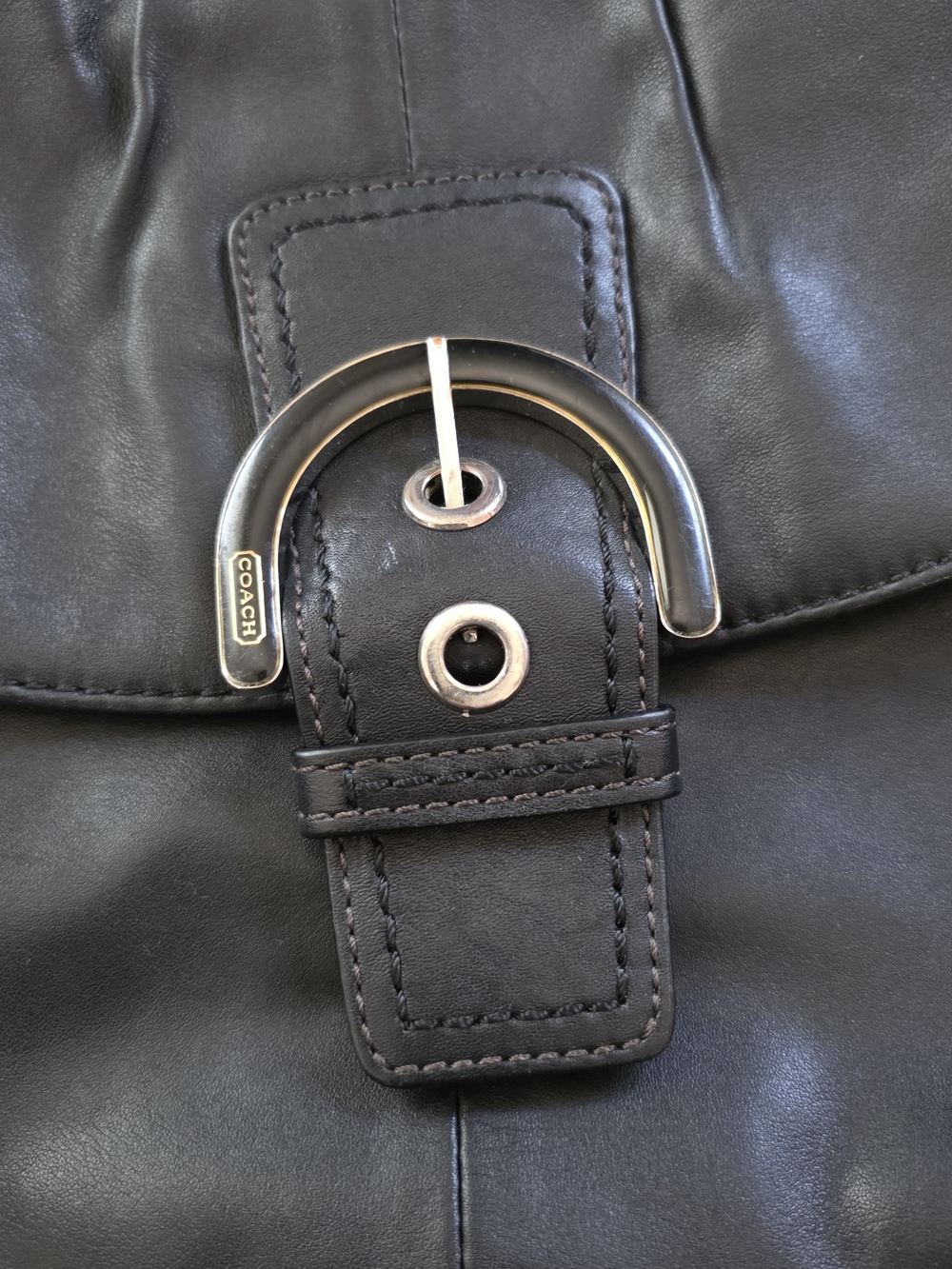 Vintage Y2k Coach Black Leather Soho Shoulder Bag Pleated With Buckle 17217 - Picture 3 of 9